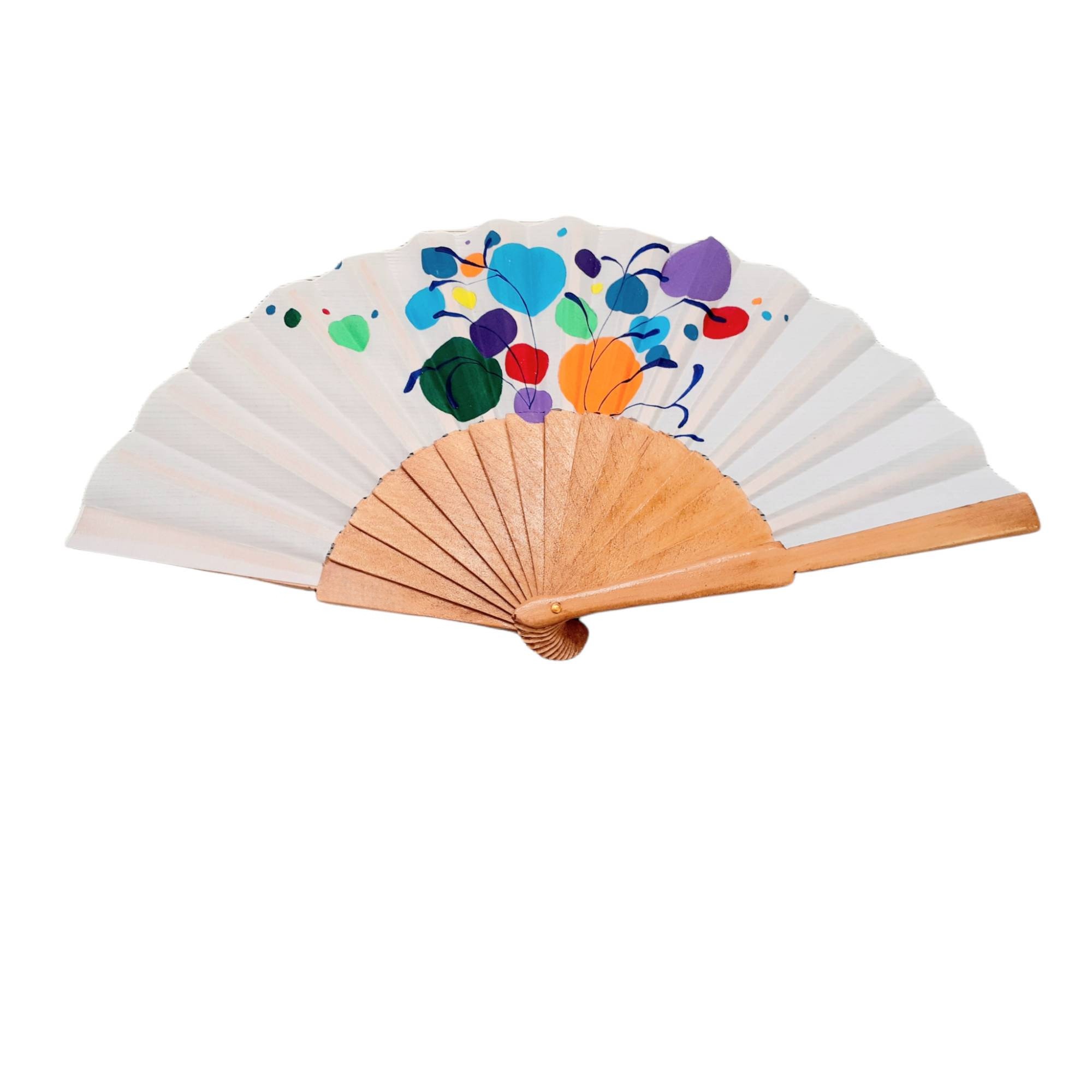 Hand-Painted Abstract Colorful Folding Fan